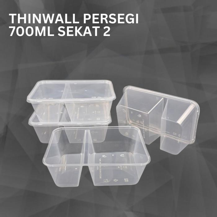 Ready Thinwall 700Ml Sekat 2 Lunch Box Food Container Takeaway Bento Box