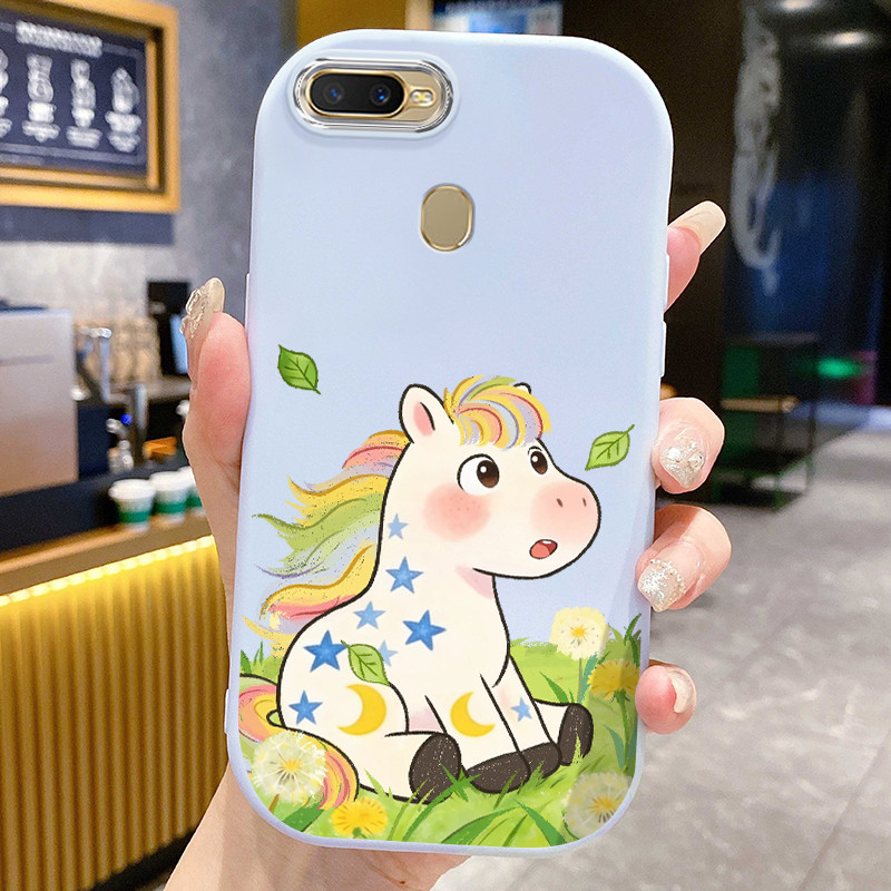 Casing Hp Untuk OPPO A7 A5s A12 A12s A11k Case Casing Kartun unicorn lucu pola Kerang gemuk ponsel H
