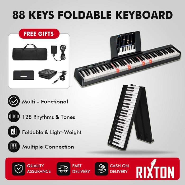 Rixton Portable Digital Piano 88Keys Foldable Piano Keyboard Electric Keyboard Bluetooth Connection