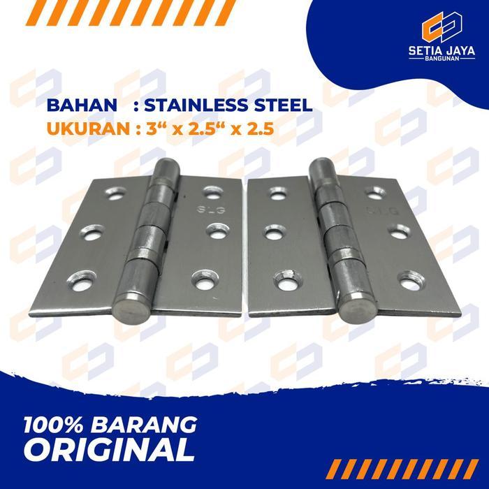 "New" Engsel Pintu / Lemari SLG Stainless Steel Tebal 3 Inch