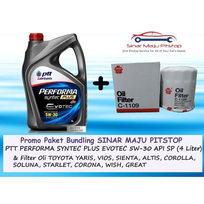 Paket Oli PTT 5W-30 & Filter Oli TOYOTA YARIS & VIOS & SIENTA & ALTIS