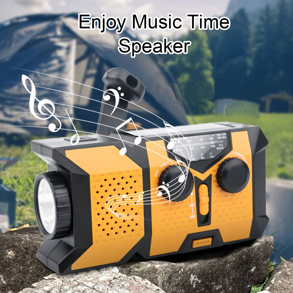 Emergency Hand Crank Radio USB Solar Charging 2000mAh Battery Emergency Radio AM Frequency