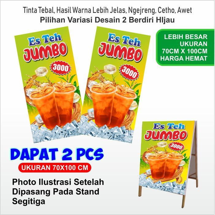 Younger_Shop Banner Es Teh Jumbo 70X100Cm Paket 2 Pcs Desain Awet Spanduk Study Bener Jualan Es