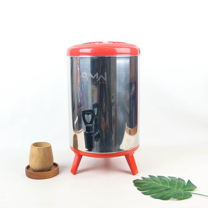 Water Jug Milk Tea Bucket Stainless Steel 8L - Drink Jar - Silver