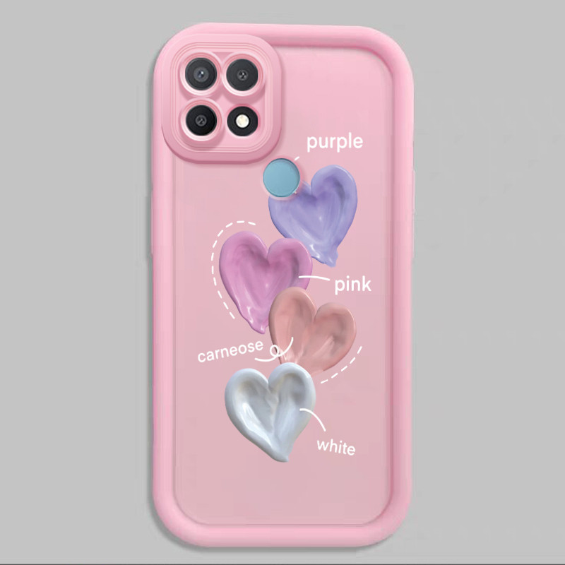 Casing Hp untuk OPPO A15 A15s A35 4G Case Motif Hati Cat 3D Kasing silikon Cesing lembut Softcase An
