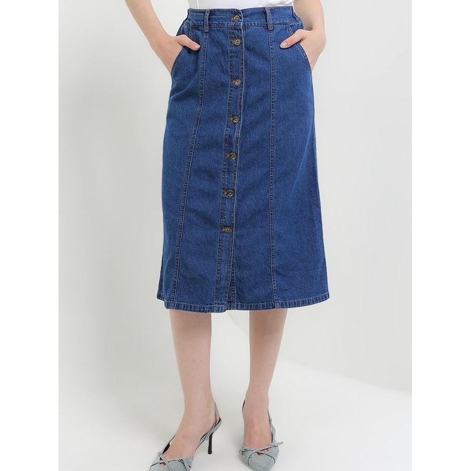 Sartorialele// Exit Yewava Skirts 112.93662.46 Rok Jeans Wanita - Warna Biru