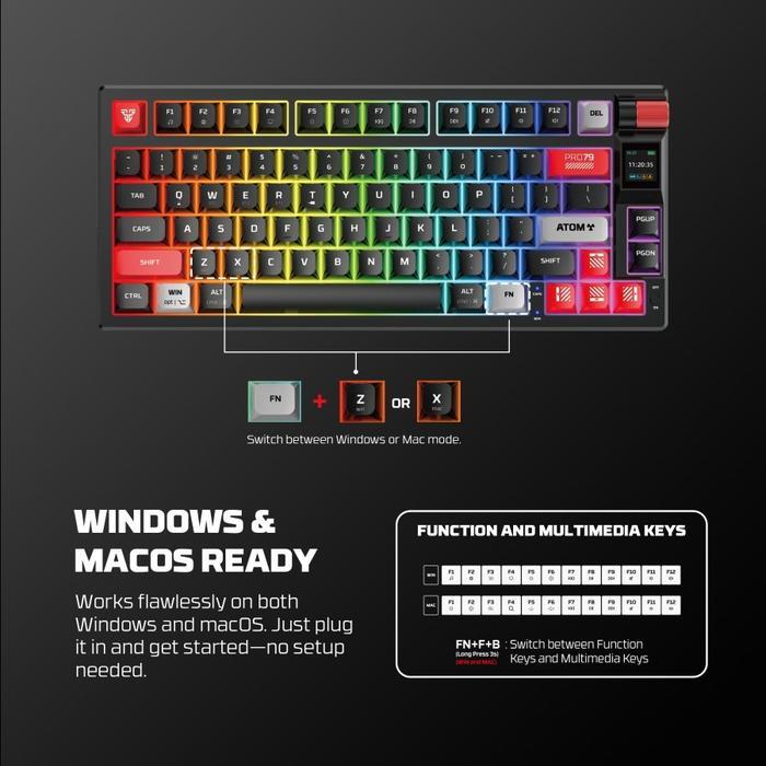 FANTECH ATOM PRO79 / PRO 79 / FantechAtomPro79 Wireless Mechanical Hotswapabble LED Keyboard