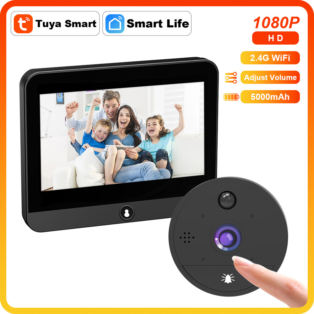 . Kamera Pintu Tuya Kamera Pintu Wifi Eye 2.4G 2Mp Inframerah Kamera -