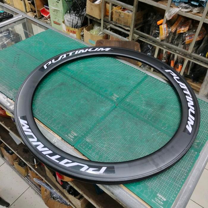 Promo Velg Rims 700C Platinum Alloy Tinggi 6Cm Lubang 36 Hole Hitam Fixie Roadbike Balap Harga