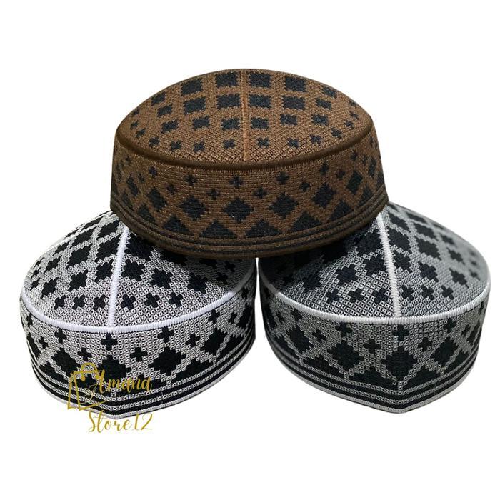 (Cod) Peci Kopiah Pakistan Premium Full Bordir / Peci Kopiah Pakistan Super Katun Dewasa Motif