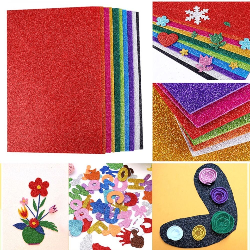 DIY Flash Colorful Glitter Foam Paper EVA A4 Handmade Paper Thick Sparkles Paper
