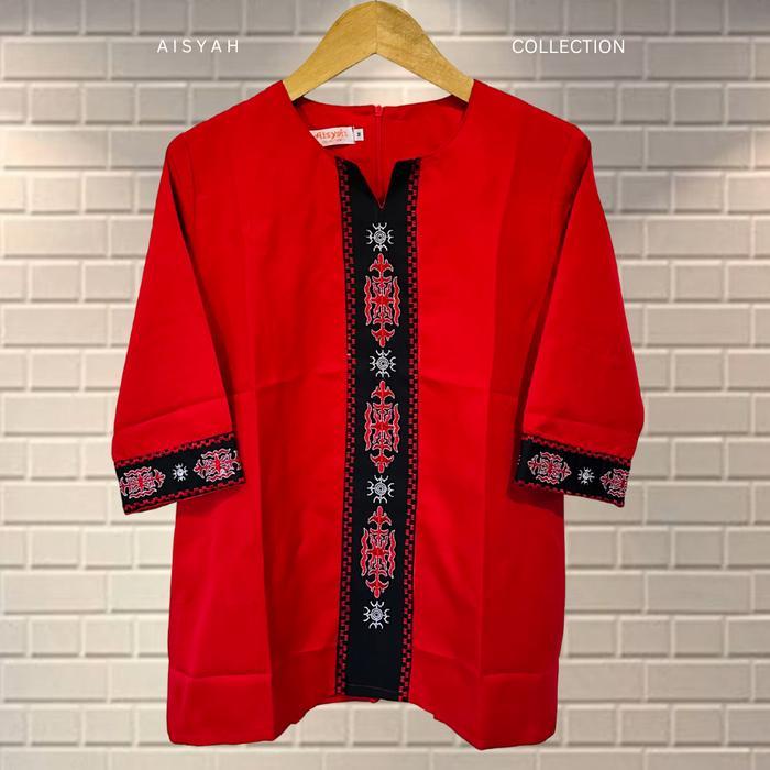 baju cele - bordiran maluku - Atasan etnik - batik maluku - tenun maluku- merah kode 02