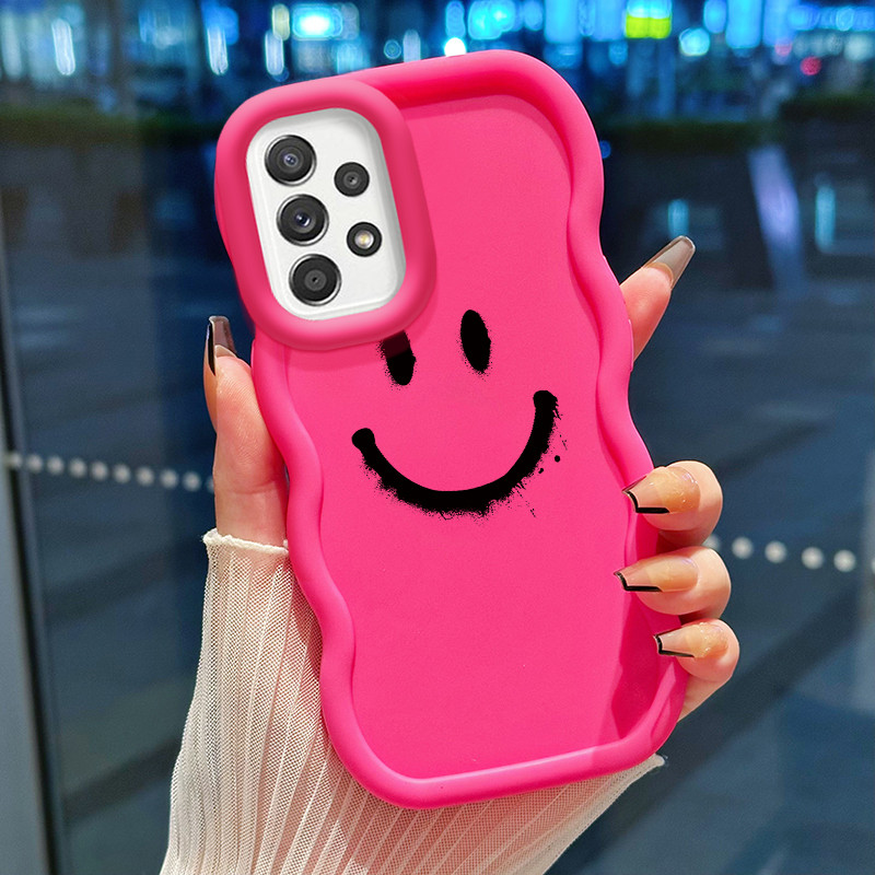 Casing Hp Untuk Samsung A52 4G A52 5G A52s Case Wajah tersenyum Cesing Kasing Macaron Glossy gelomba