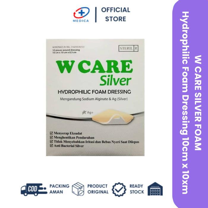 Ready W CARE SILVER - Foam Dressing W Care Silver Ag 10cm x 10cm/Dressing Luka/Perban Luka (Harga 1