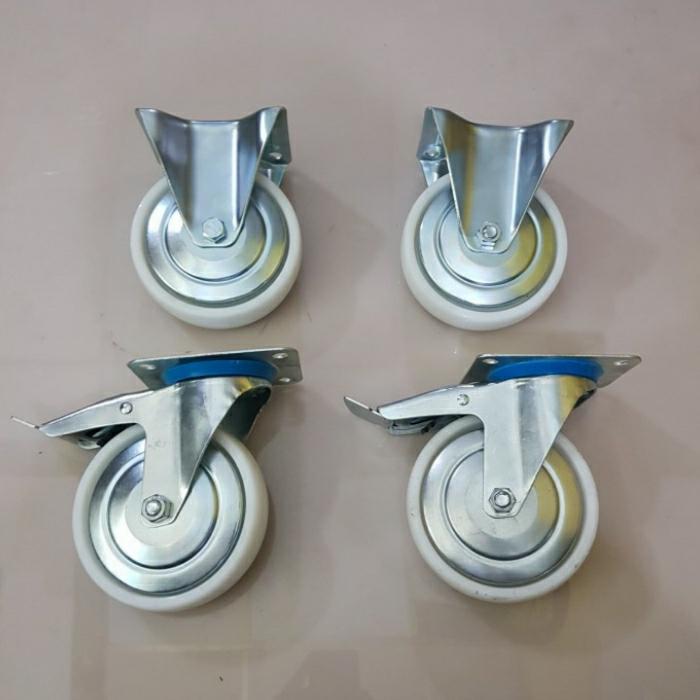 roda nilon / roda gerobak / roda troli 5 inch (2 rem 2 mati) 1 set