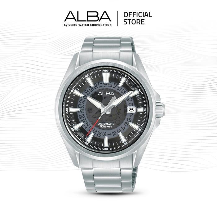 PROMO BESAR Alba Mechanical Jam Tangan Pria AU4031 / AU4031X1 Automatic Black Dial Stainless Steel