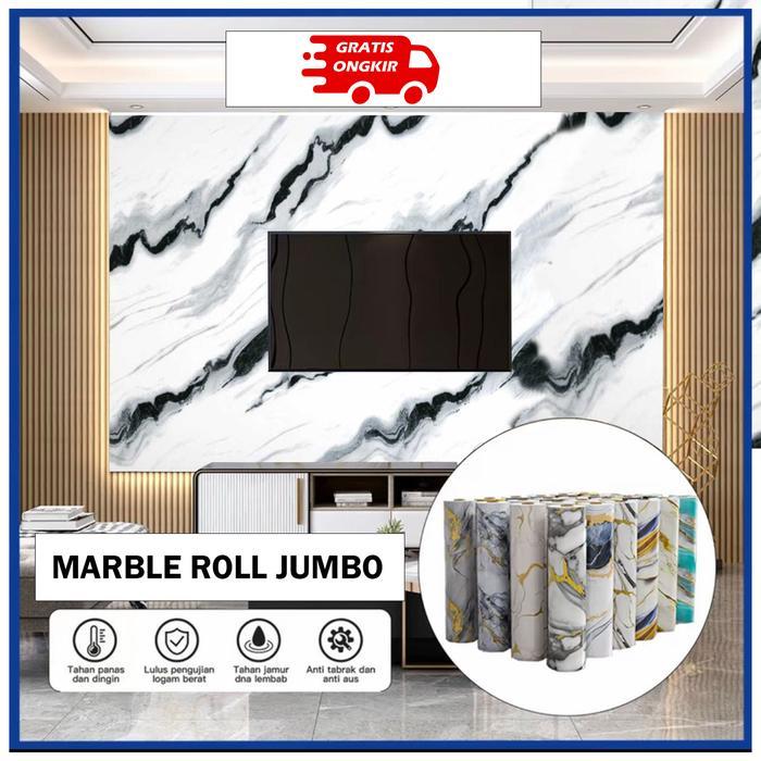 Wallpaper Dinding Vinyl Marble 1.2 m x 2.8 Meter Tebal 2 mm / Wallpaper Dinding Motif Vinyl Marble