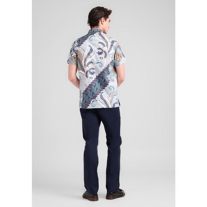 Premium Manzone - Kemeja Batik Lengan Pendek Pria Pandarka 03 Modern Fit - Green Grey Original
