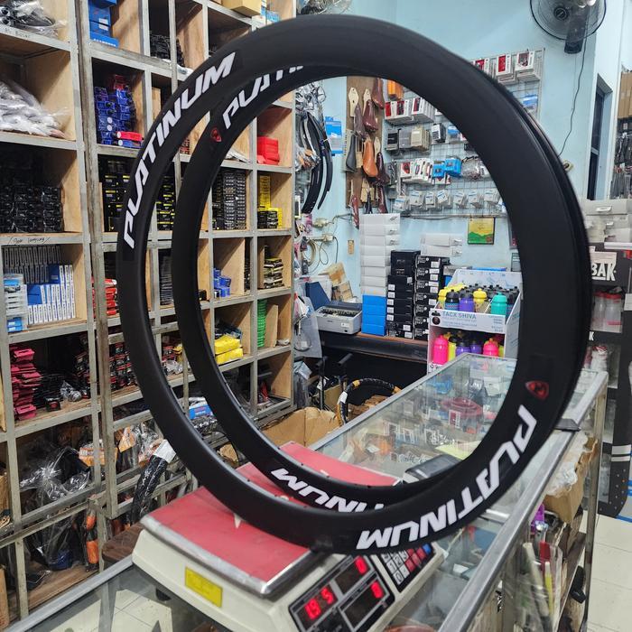 Velg Rim 700c 5cm Platinum Hitam Hole 36 Fixie RB non Brake line