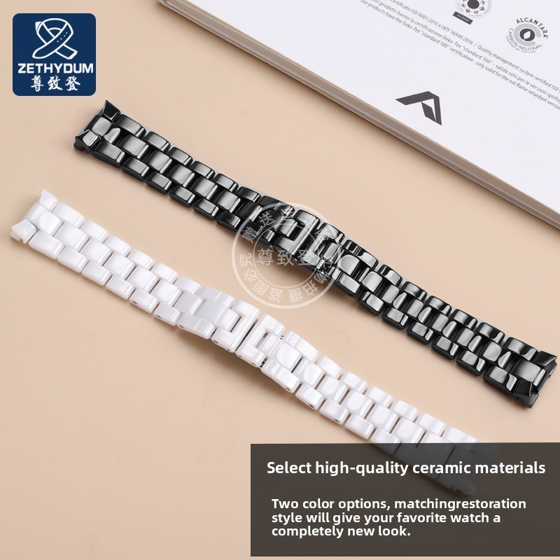 For J12 ceramics wristband women men watch strap bezel Ceramic case bracelet black white Fashion