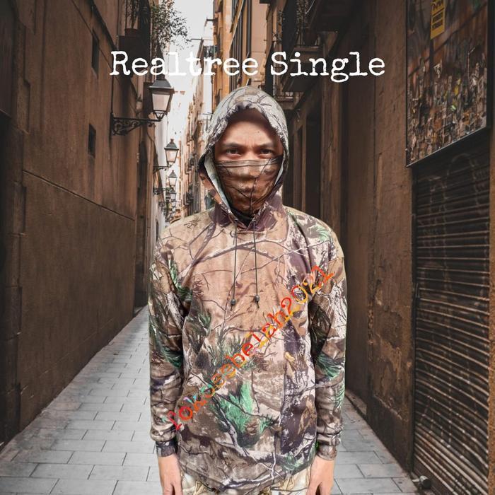Berburu Motif Pohon/Realtree Kaos Hoodie Lengan Panjang Motif Pohon Samaran Bahan PE Tipis Adem - Re