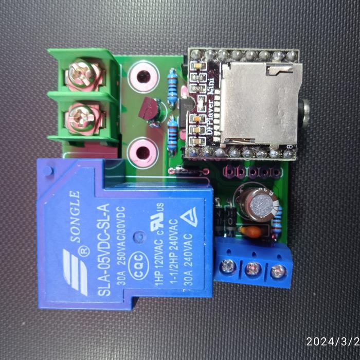 Modul mp3 plus relay on off jws dan bell sekolah 30 A