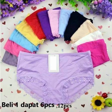Premium 12 Pcs Grosir Cd Celana Dalam Wanita Fashion Renda Cantik Size M Xl Xxl Original