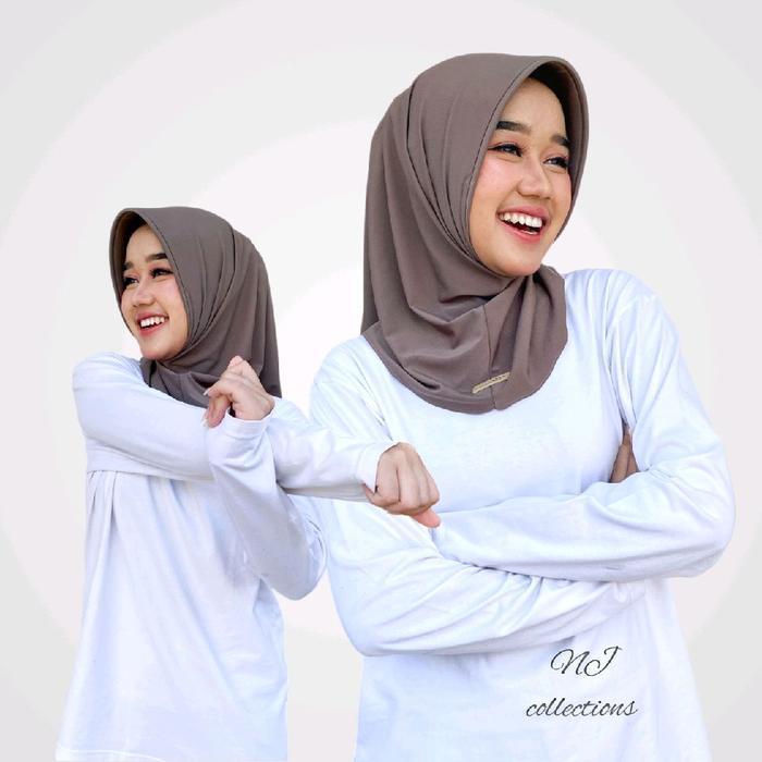 Hijab Sport Volly/Gym/Senam/Basket Polos Bahan Jersey Kerudung Olahraga Jilbab Sporty Instant Muslim