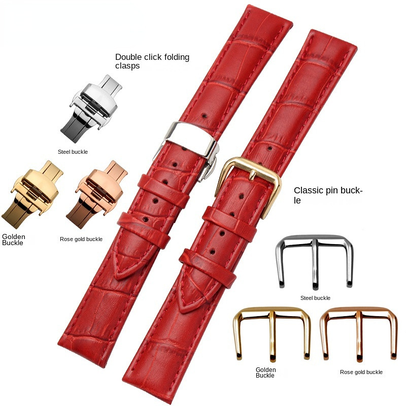 10mm 12mm 14mm 15mm 16mm 18m White red pink For Casio Tissot genuine leather strap ladie's watch
