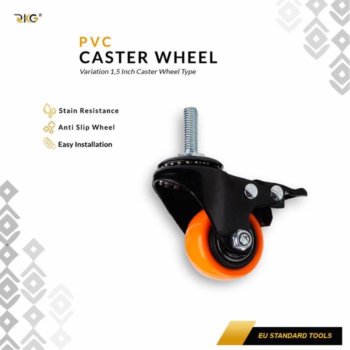 Terlaris - Roda Caster PP Troli 1.5 Inch Oranye Roda Furnitur Rak Serbaguna