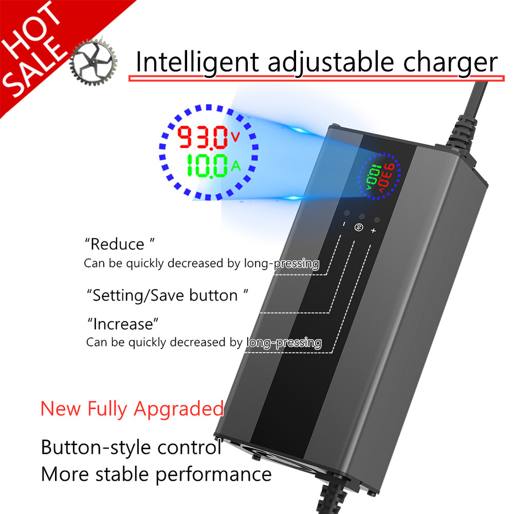 BEST PRICE 20A 10-93V Adjustable 24V 48V 60V 72V 84V 54.6V Li-ion Lifepo4 Lithium Battery Charger 8S