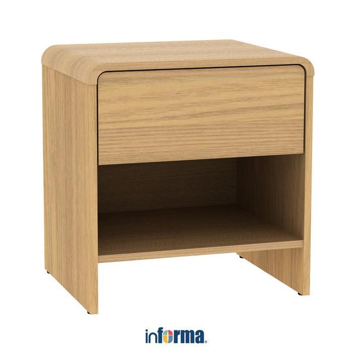 Informa Raphael Nakas - Cokelat Oak Meja Samping Meja Tidur Laci Tempat Kabinet Bedside Table Mebel