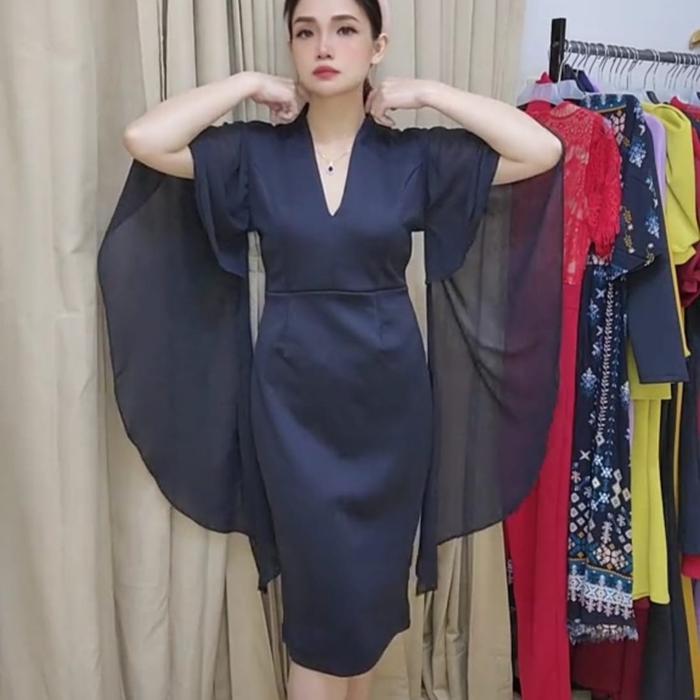 DresQuu- Loowear Midi Dress Bodycon Pesta Kondangan Bangkok Span Pendek Lengan Tile Premium