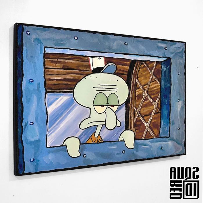 poster kayu unik - squidward
