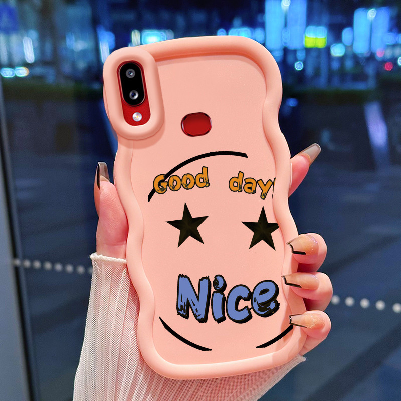 Casing Hp Untuk Samsung A10s M01s Case Emoji mata berbinar Cesing Polos Kasing Macaron gelombang Kes