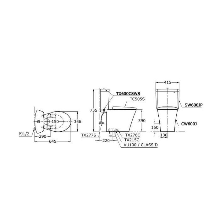 TOTO KLOSET / CLOSET DUDUK CW600J / CW600 + SW600JP
