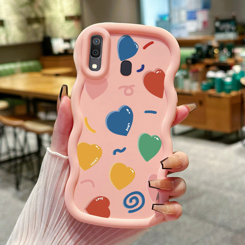 Casing Untuk Samsung A20 A30 M10s Case Casing Cinta berwarna-warni pola HP Cesing lunak Silikon Soft