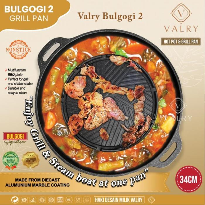 VALRY BULGOGI 2 Grill pan bbq panci shabu shabu pan ALAT PANGGANG ANTI LENGKET Marble granit wajan