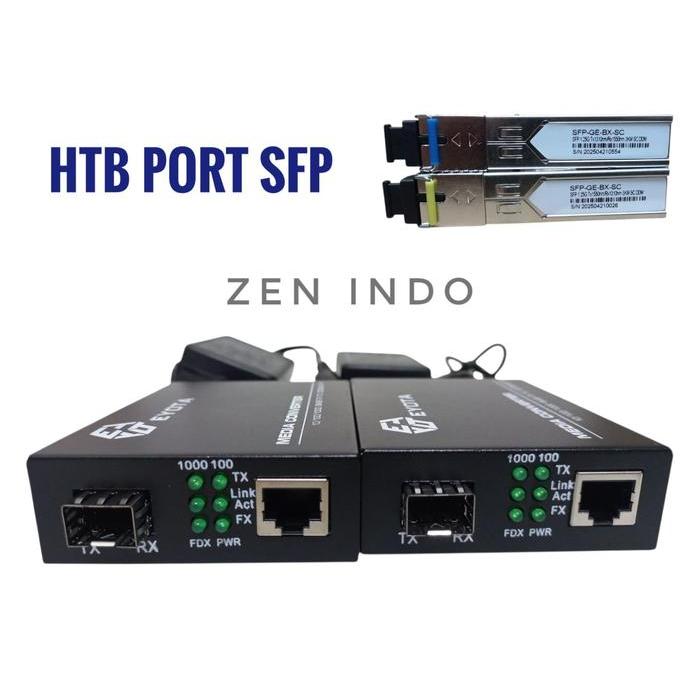 Htb Media Converter Fo Gigabit Dengan Sfp Port + Sepasang Sfp 1.25Gb 3Km Htb Sfp