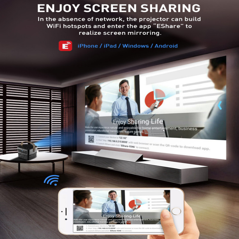 . Wzatco P12 Full Hd 1080P 4K 3D Projector Smart Android Wifi Usb Dlp -