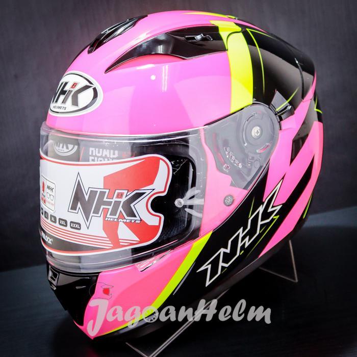 NHK HELM GP PRIME PENZA PINK FLUO YELLOW DOUBLE VISOR - Motorcycle