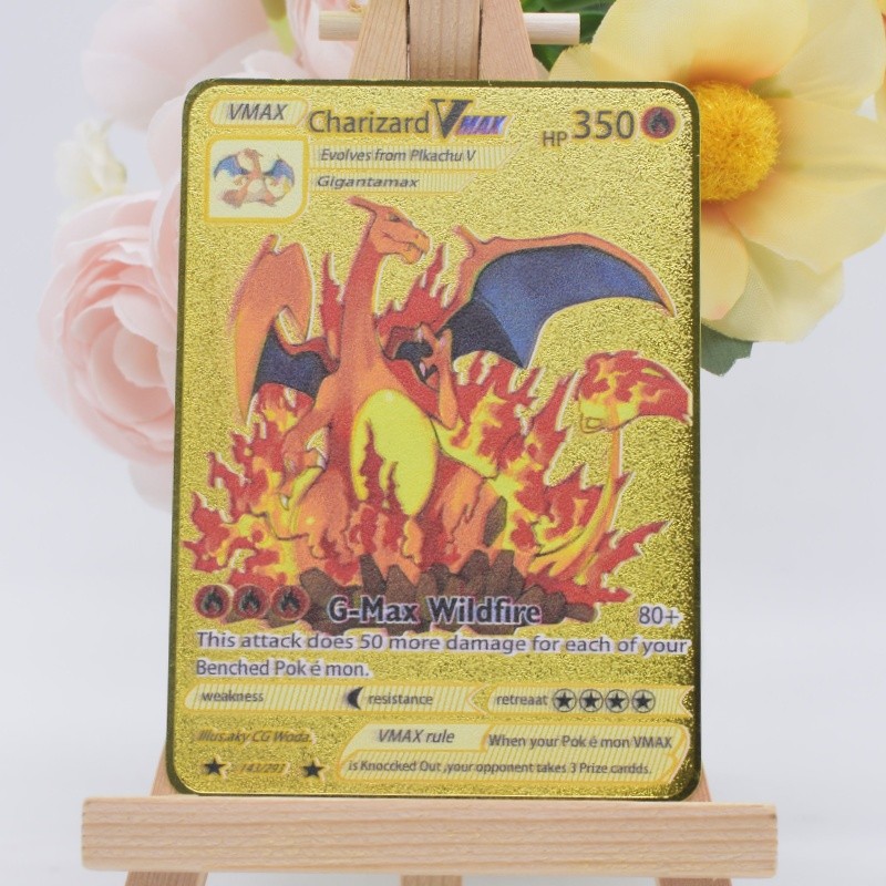 2026 NEW Pokemon Metal Card 10000 Points Arceus Charizard Super Card Golden English Mewtwo Vmax