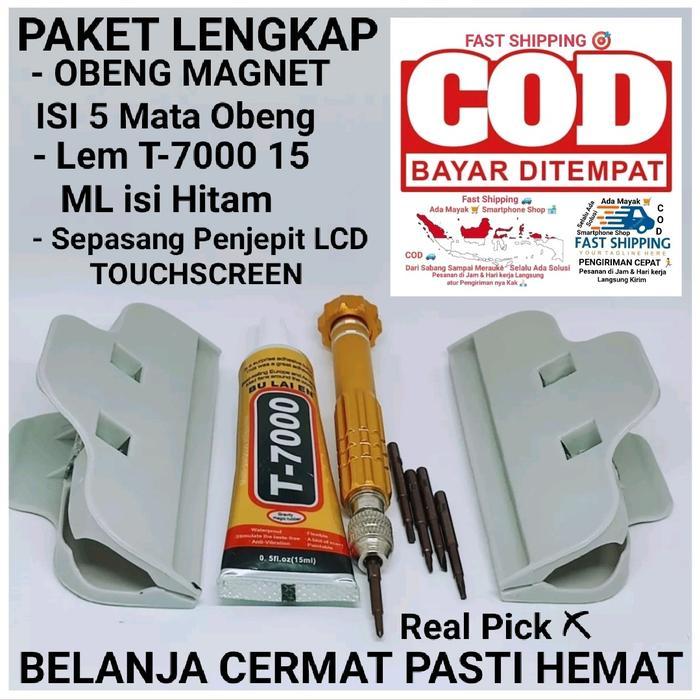 Set Alat Servis Serbaguna untuk Perangkat HP, Kacamata, dan Baut Kecil - Obeng Set Isi 5, Lem T-7000