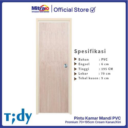 Pintu Kamar Mandi PVC Premium 70x195cm Cream Kanan/Kiri Tidy - Proteksi Ganda Extra Bubble Wrap