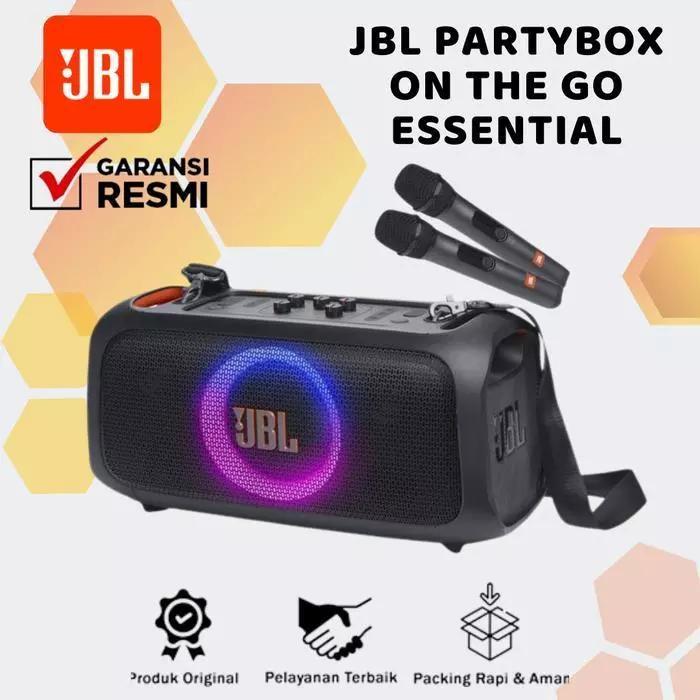 JBL PartyBox On The Go ESSENTIAL Party Box Speaker Portable with 2 Mic