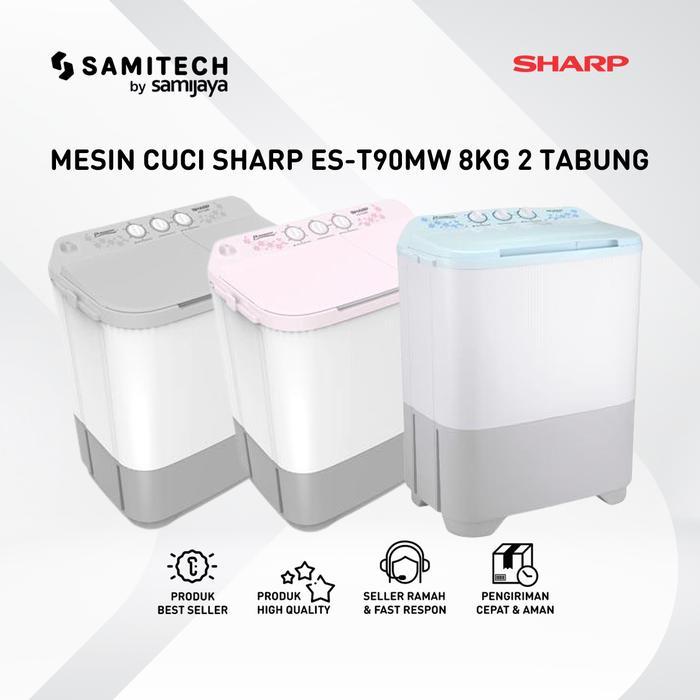 MESIN CUCI DUA TABUNG SHARP ES T90MW / ES-T90MW / ES T90 MW 8KG - GREY