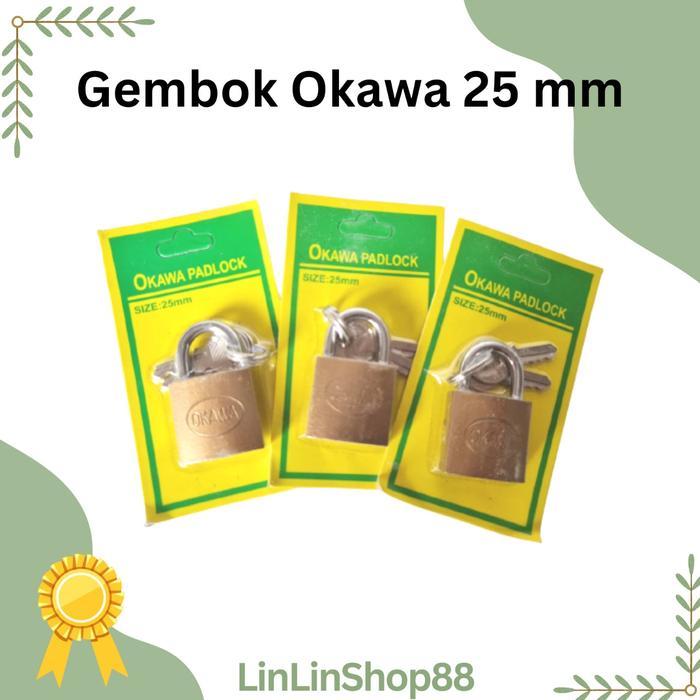 Gembok koper 25 mm Okawa Padlock Kuningan Kecil Kuat Tahan Lama