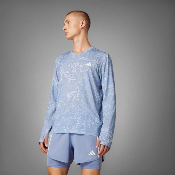 Baju Running Pria Own The Run Climacool 3-Stripes Long Sleeve Tee Jd7770