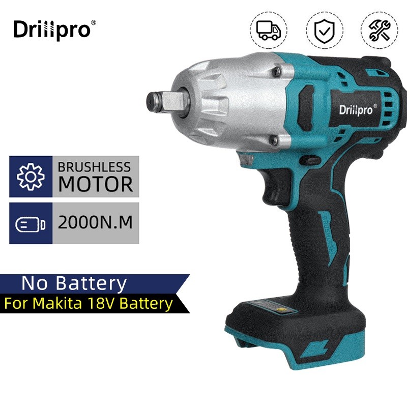 . Drillpro 2000N. M Brushless Cordless Electric Impact Wrench Rechargeable 1/2 Wrench Drill Power -