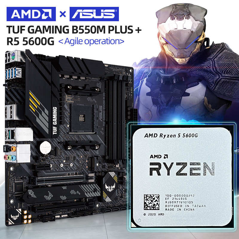 . Amd Ryzen 5 5600G R5 5600G Cpu Processor+ Asus Tuf Gaming B550M -